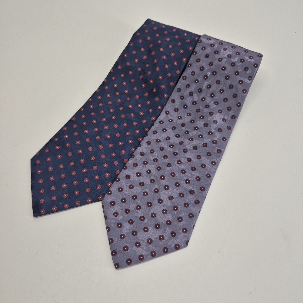 Lot Of 2 Christian Dior Monsieur Ties Made In‎ USA Polyester Purple Blue